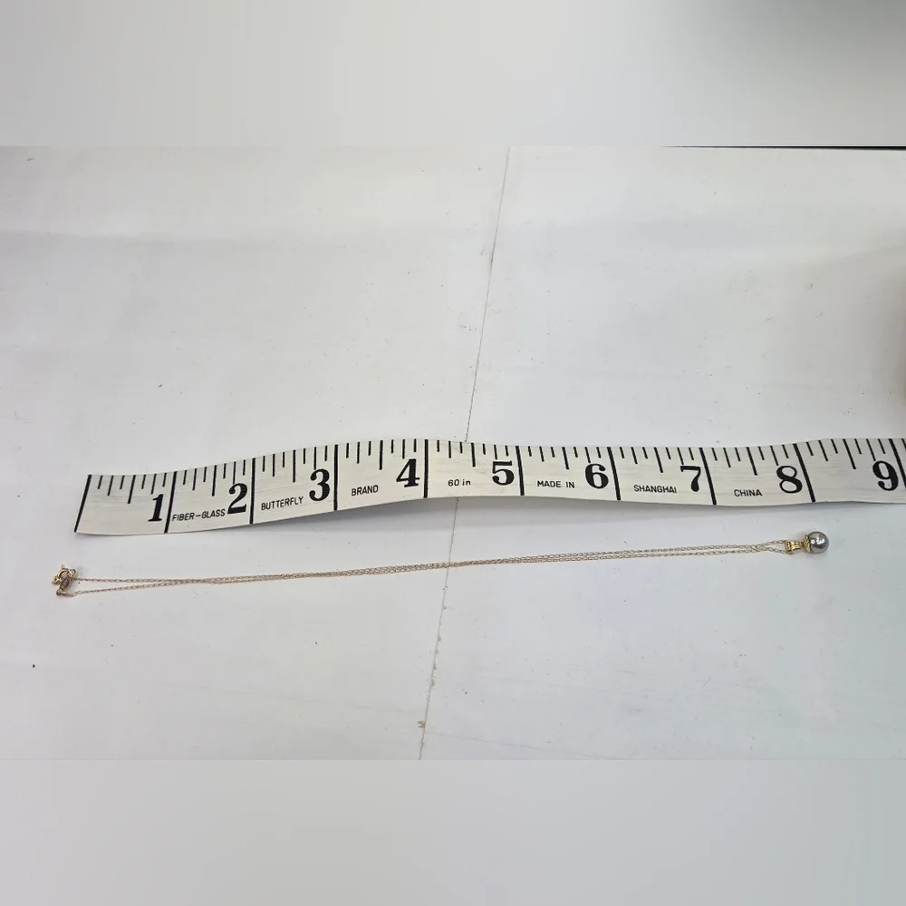 14k Chain And Light Gray Pearl Pendant Necklace - Picture 3 of 5